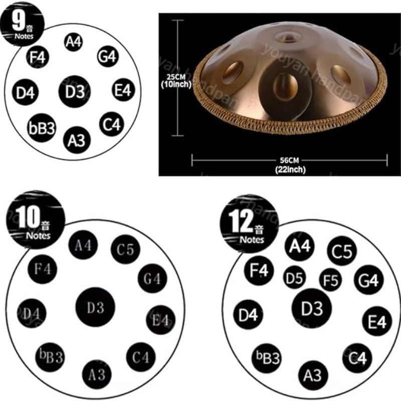 Nocturne Reverie 10-Notes Handpan Drum-432Hz, D Major-Harmony Edition